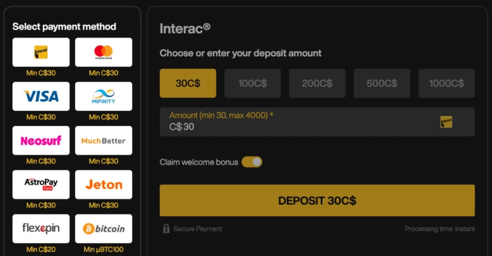 Payments & Withdrawal Just Casino